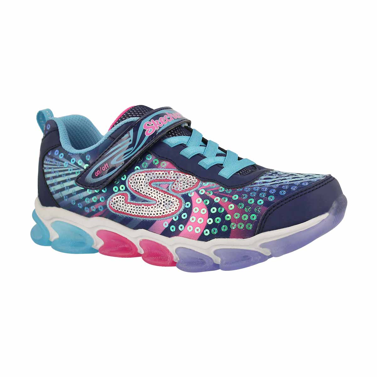Grls Jelly Beams nvy/mlt lightup sneaker
