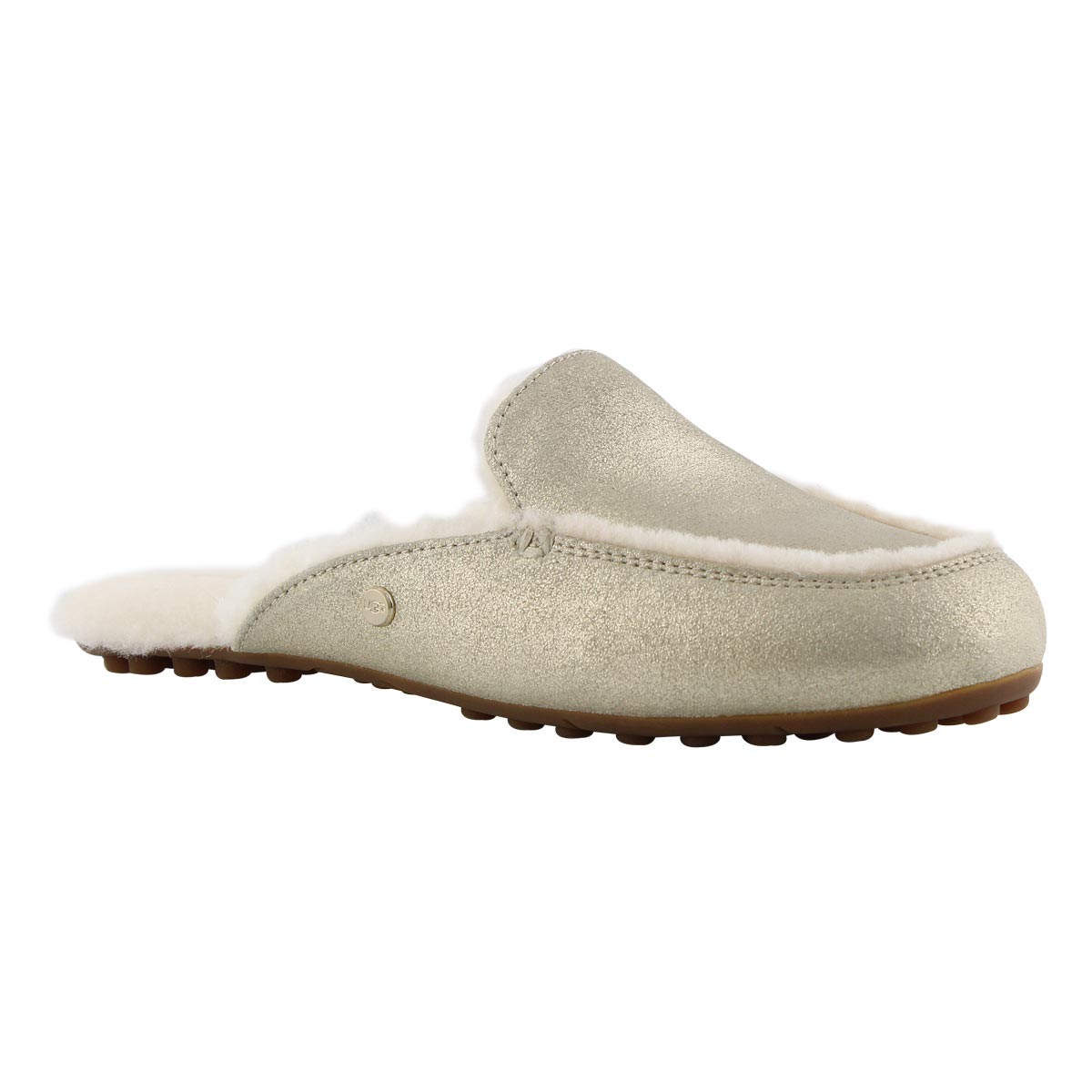 Lds LaneMetallic pltnm open back slipper