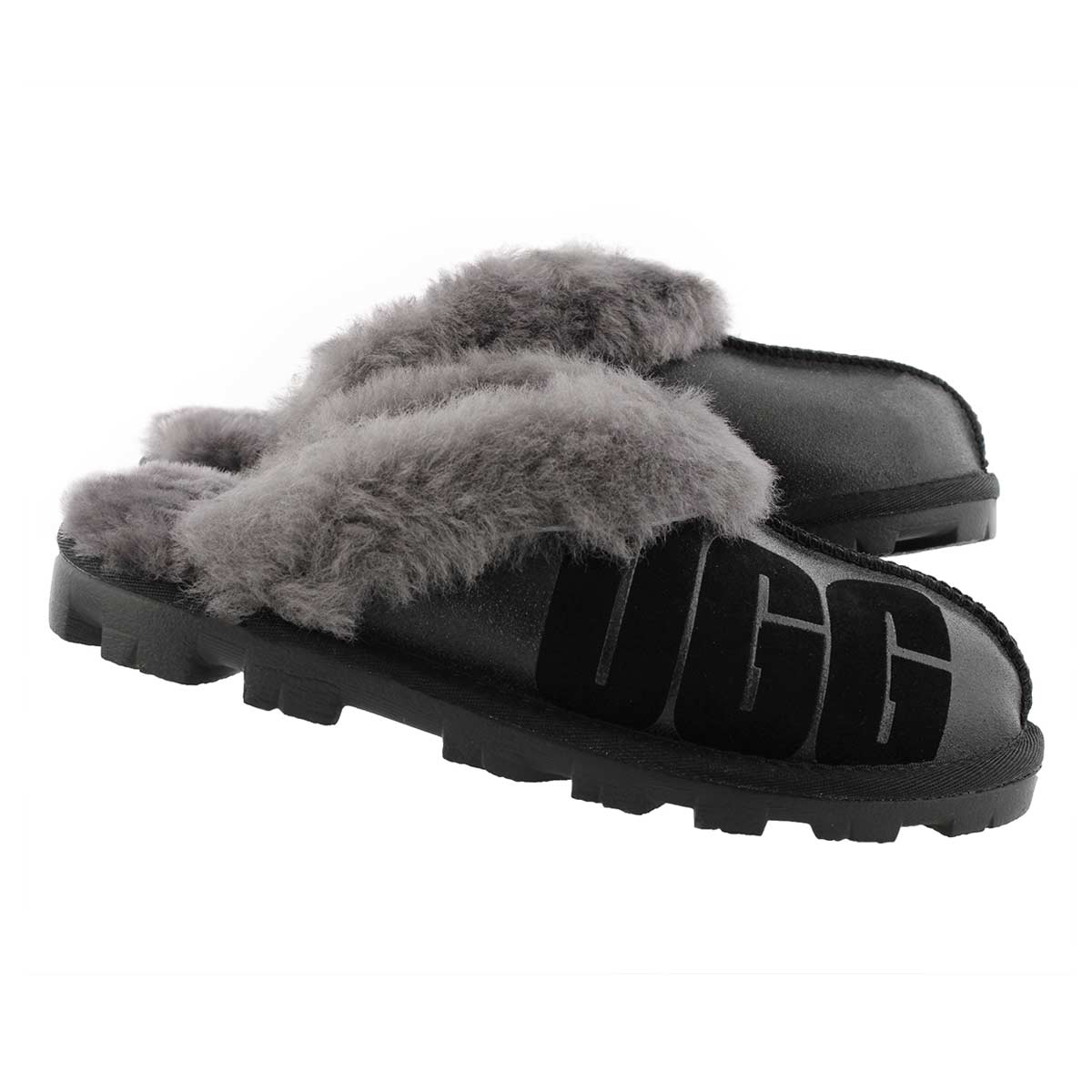 Lds CoquetteUggSparkle blk shpskn slippr