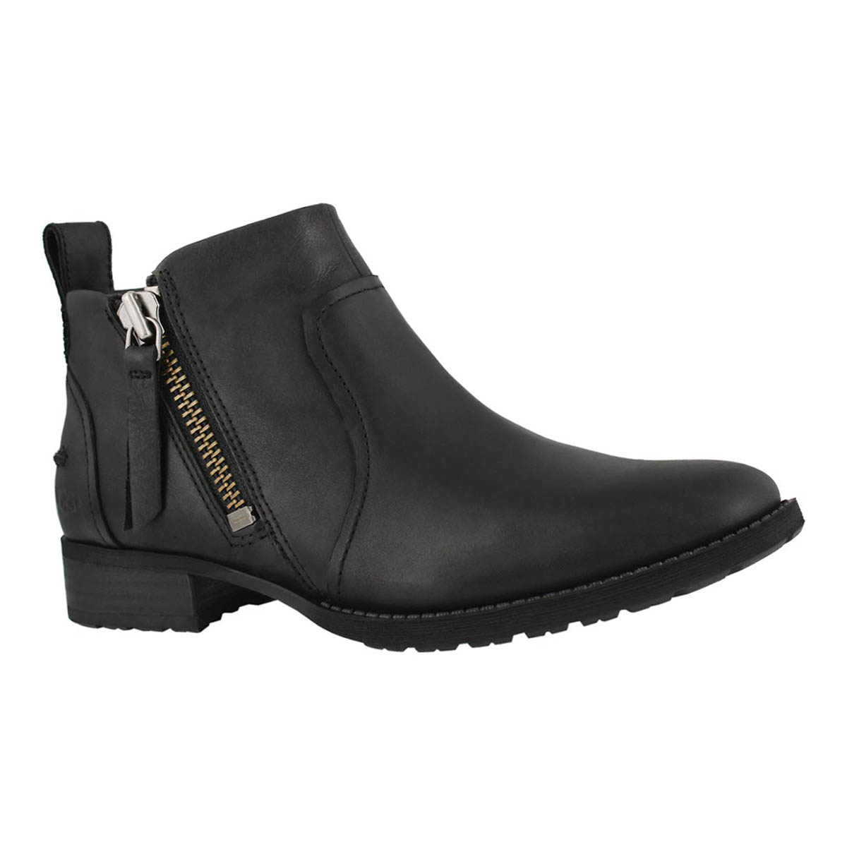 Lds Aureo black lthr side zip bootie