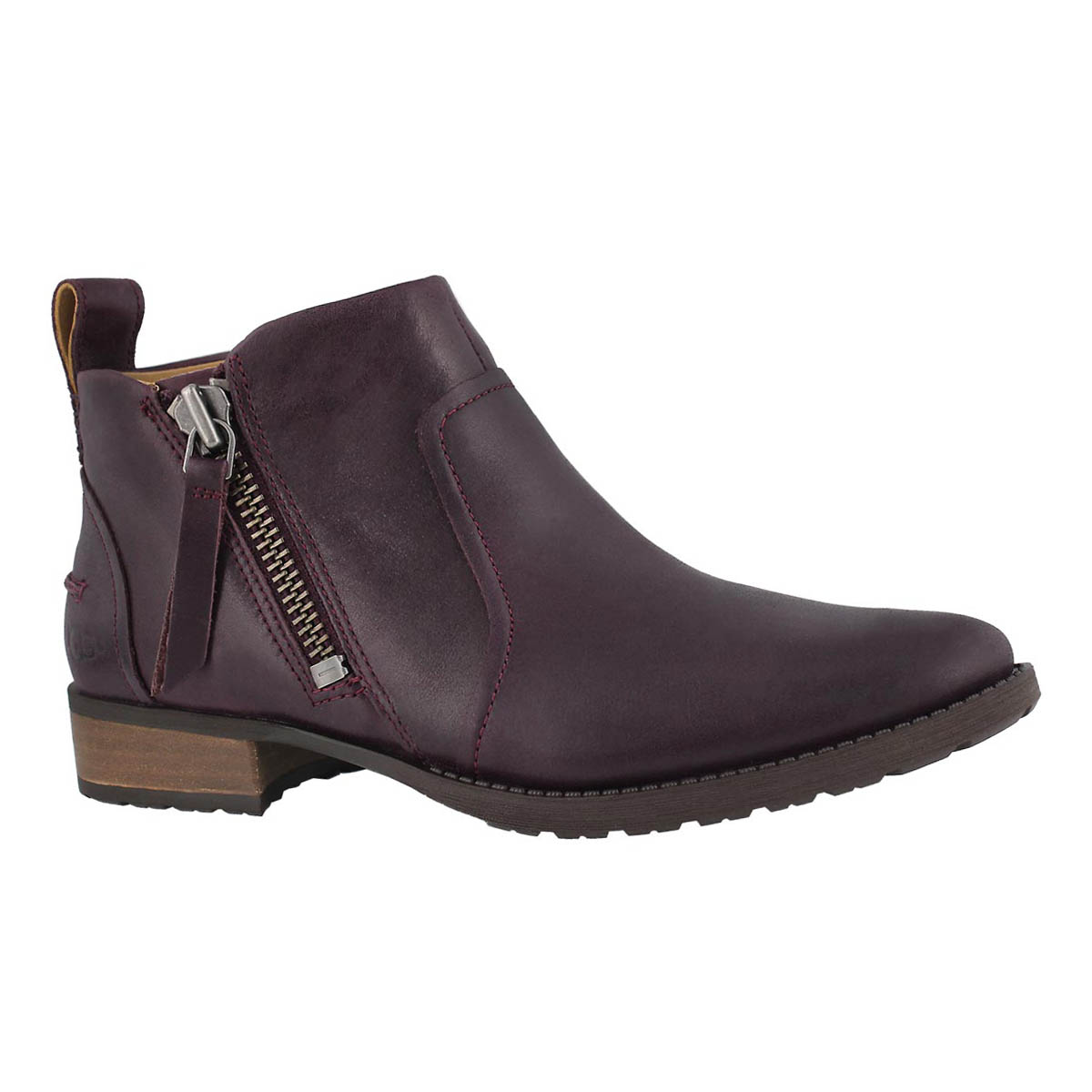 Lds Aureo oxblood lthr side zip bootie