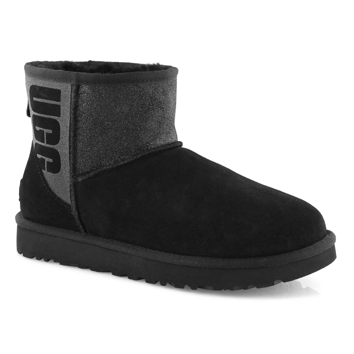 Lds Classic Mini Ugg Sparkle black boot