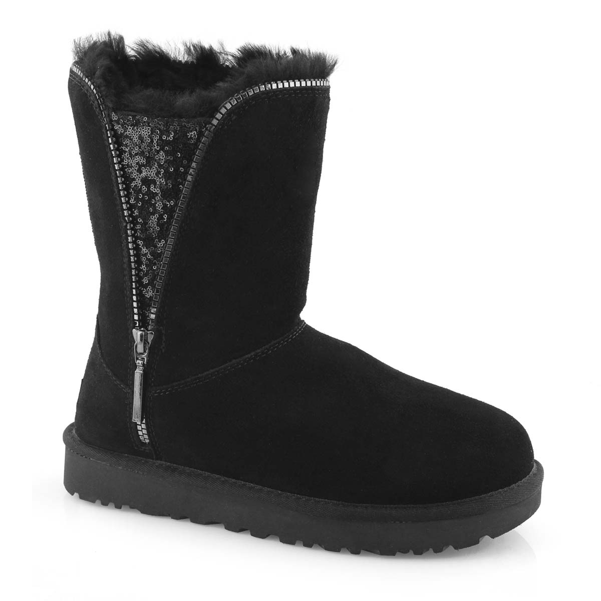 Lds Classic Zip black sheepskin boot