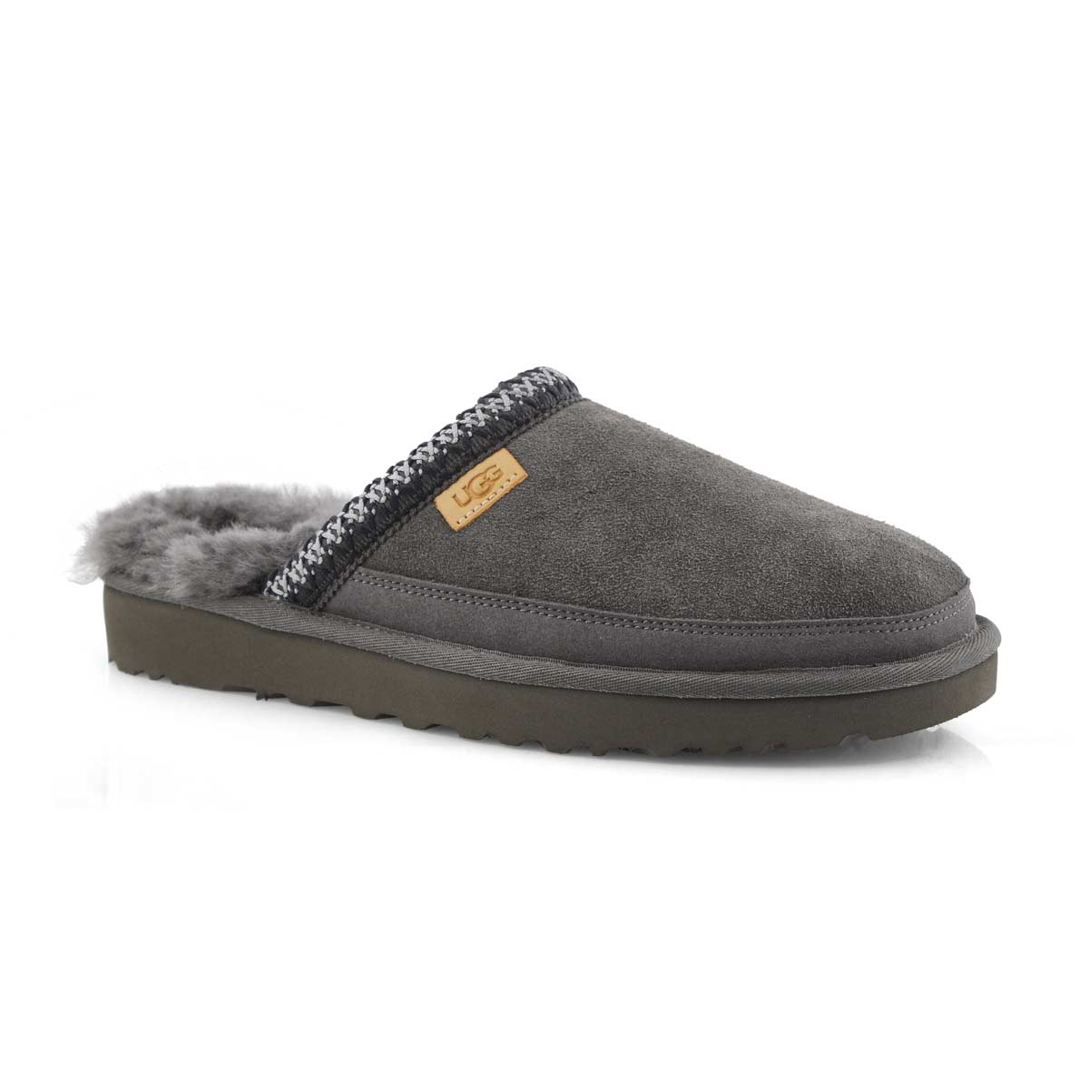 Mns Tasman grey shpskn open back slipper