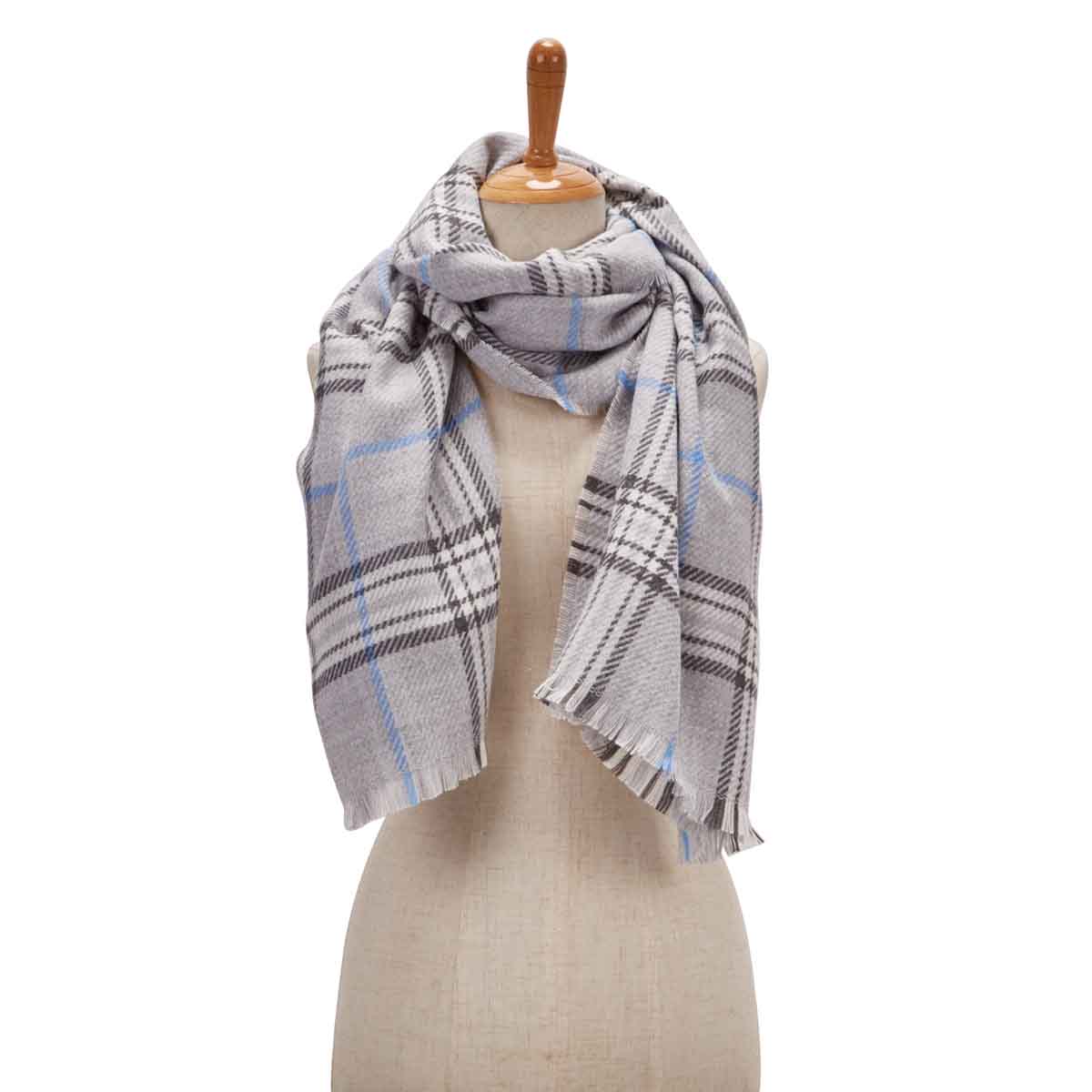 Lds Fraas Plaid silver scarf