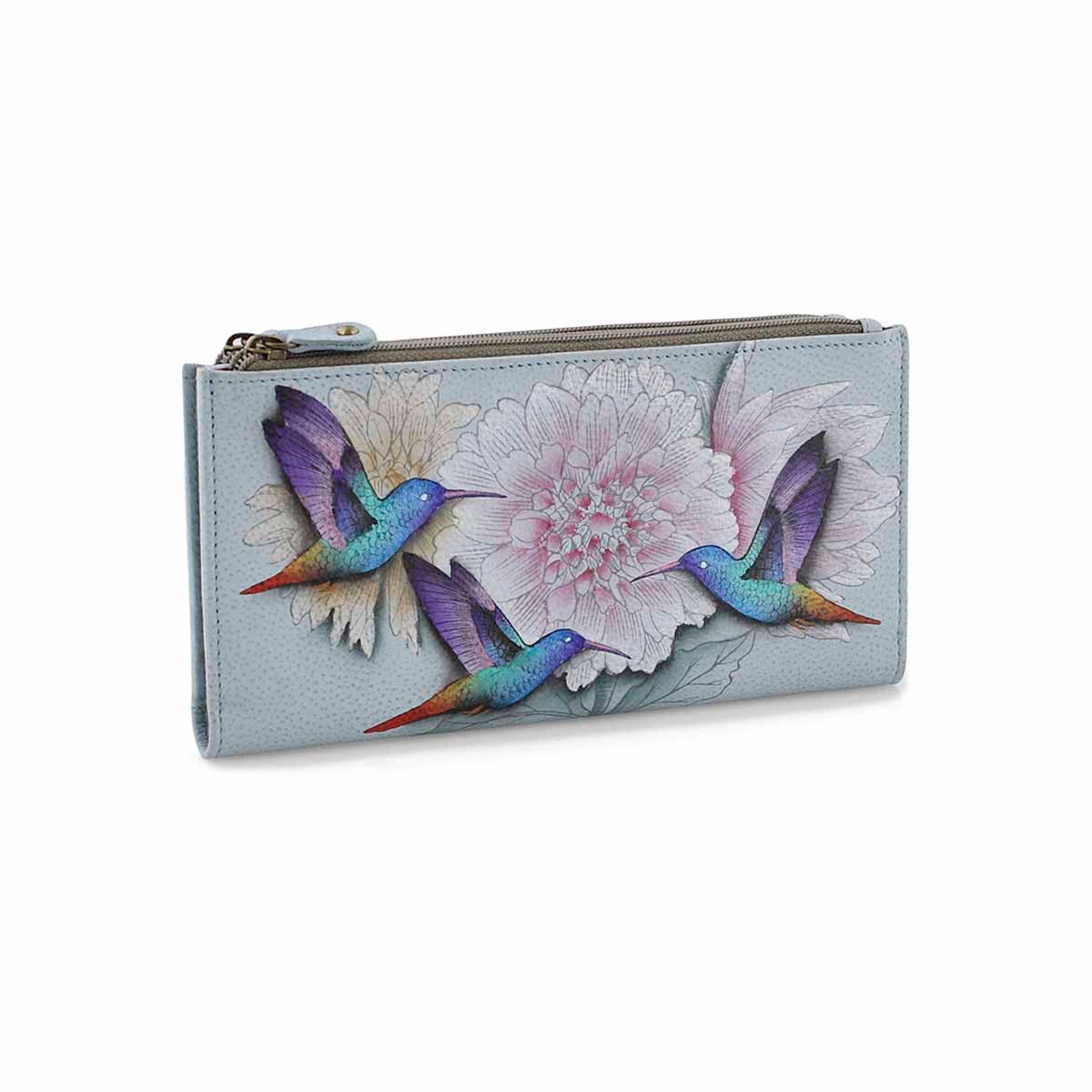 Painted lthr Rainbow Birds wallet