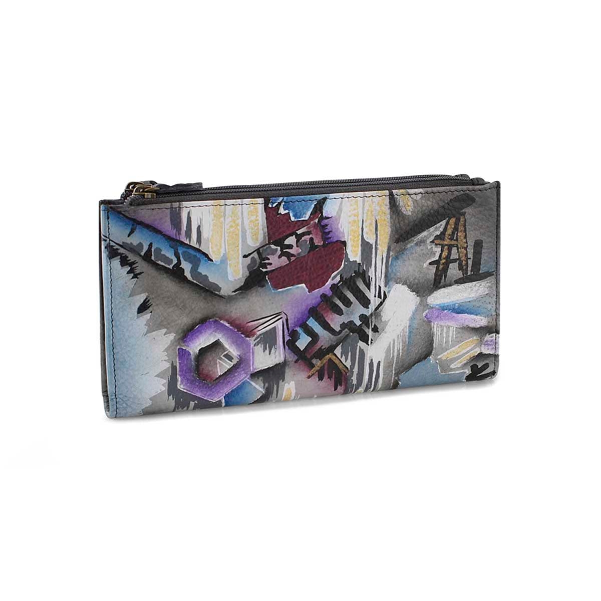 Painted lthr Urban Jungle wallet