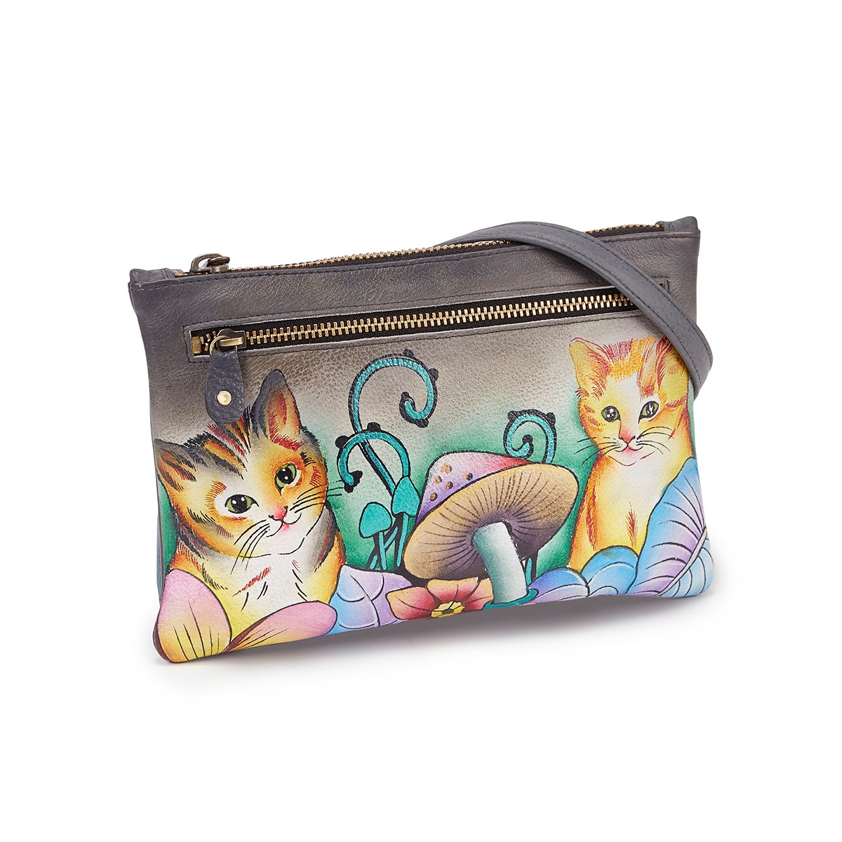 Printed Cats In Wonderland clutch