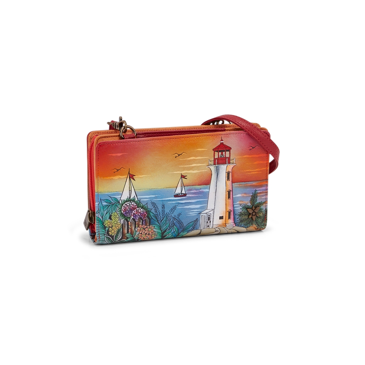 Painted lthr Guiding Light orgzr wallet