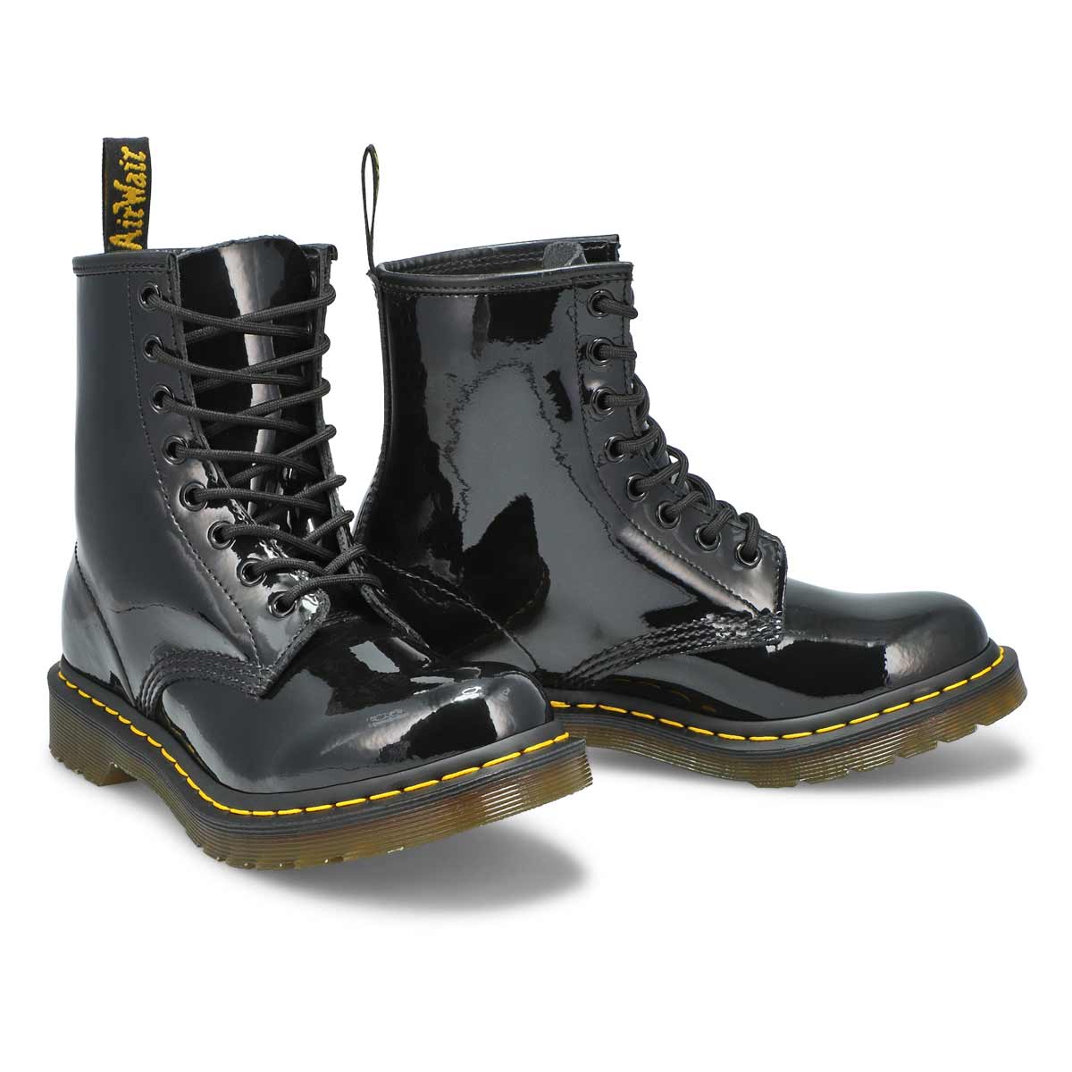 Lds 1460 8 eye black pat leather boot