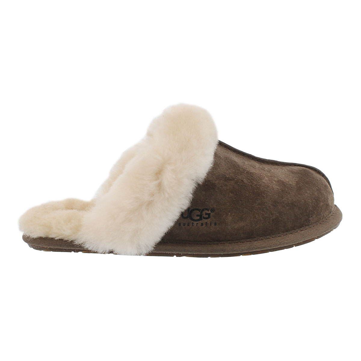 Lds Scuffette espresso sheepskin slipper