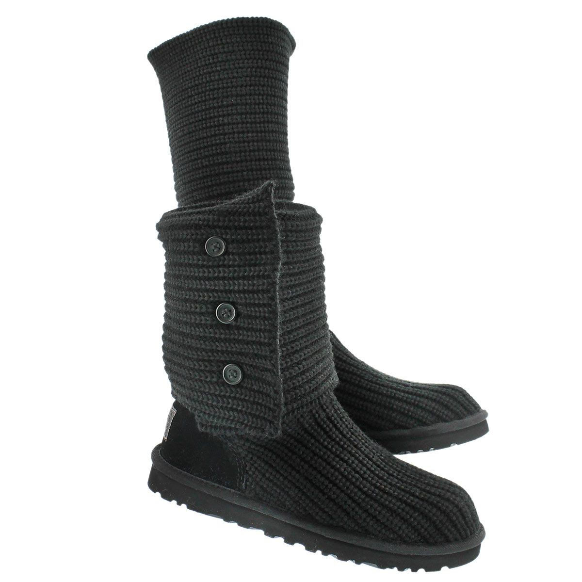 Lds Classic Cardy black knit button boot
