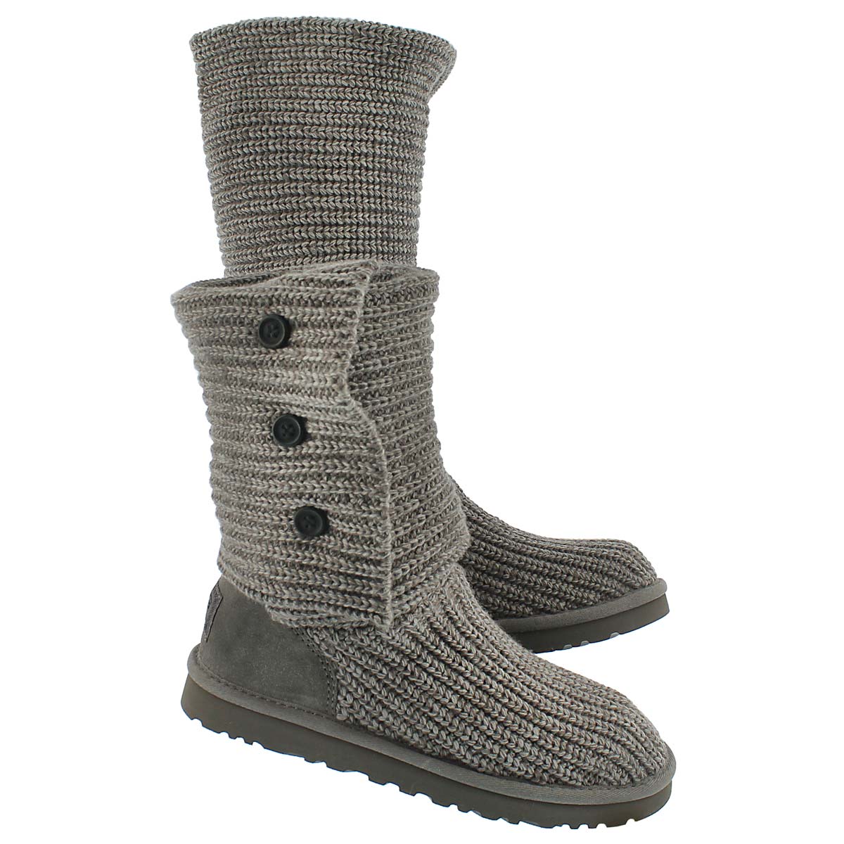 Lds Classic Cardy grey knit button boot