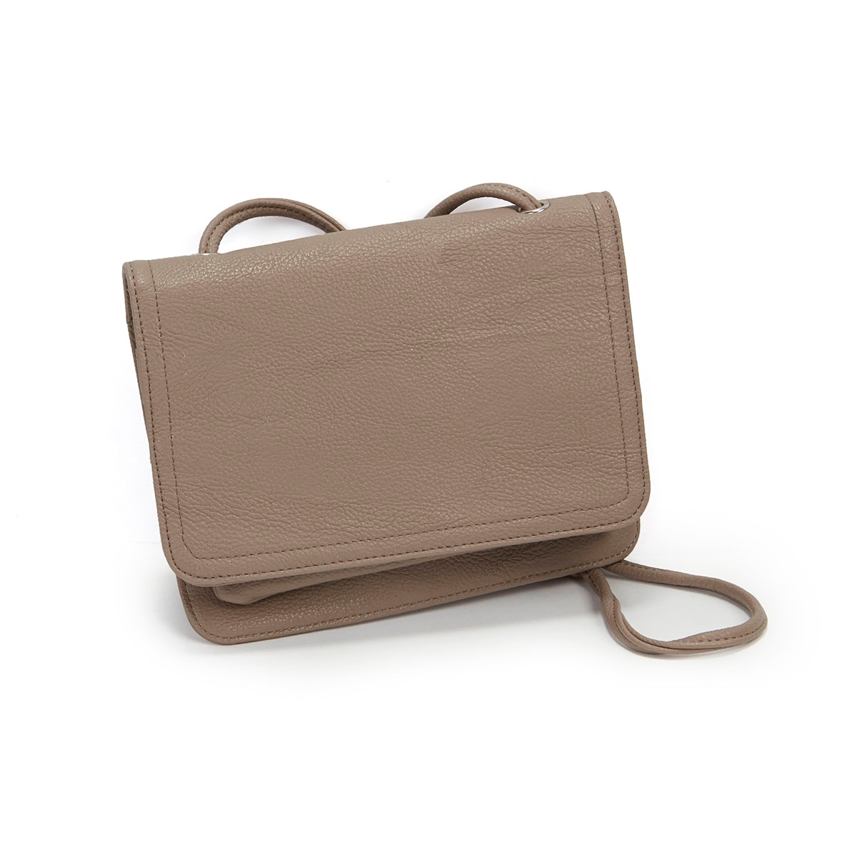 Lds taupe frnt flap cross body organizer