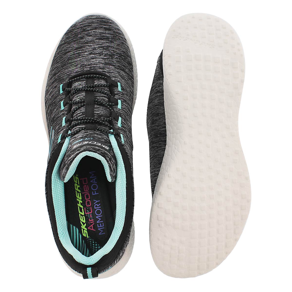 Lds Equinox blk/turq bungee running shoe