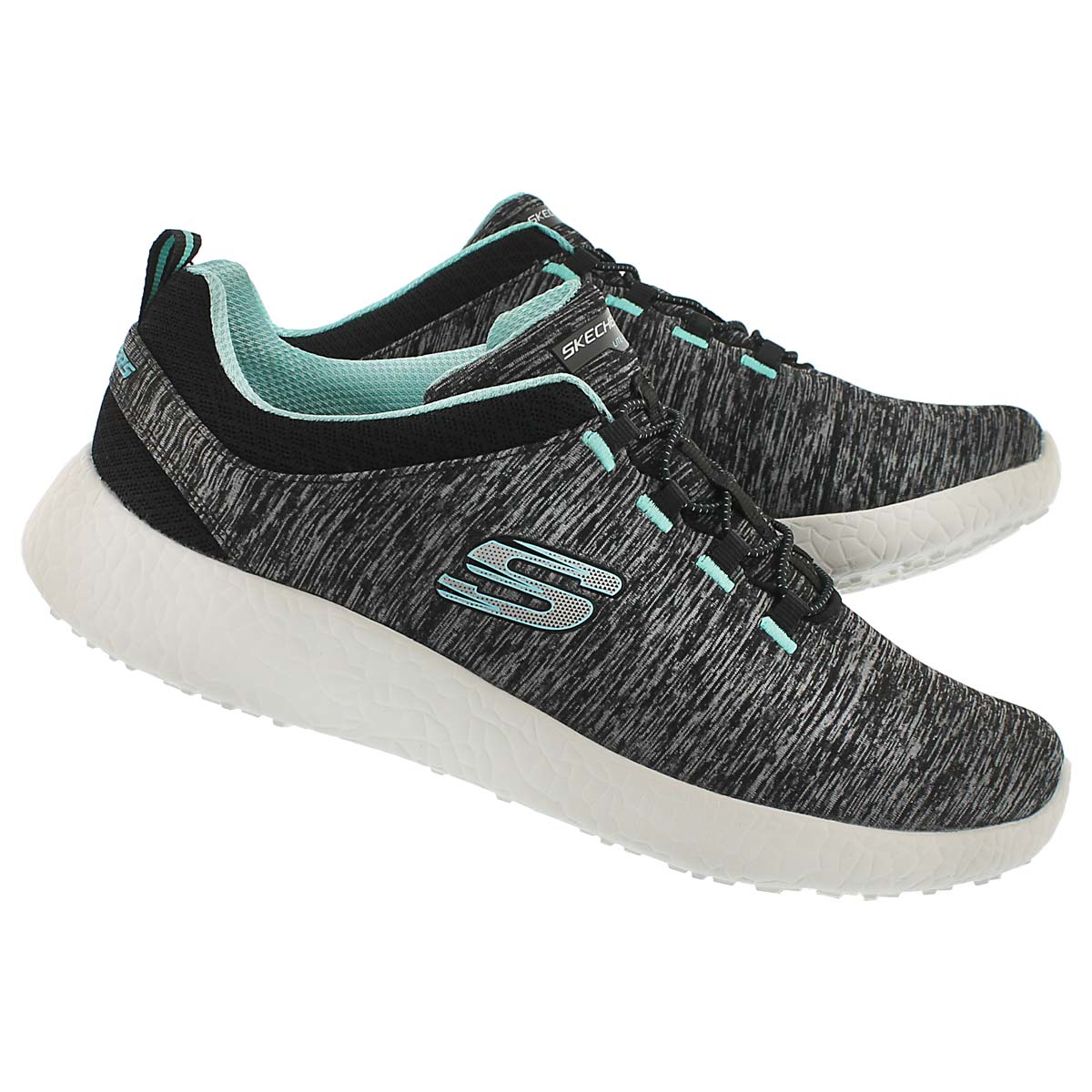 Lds Equinox blk/turq bungee running shoe