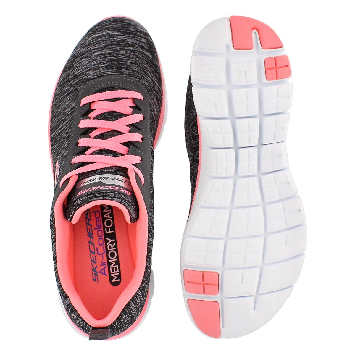 Lds Flex Appeal 2.0 bk/pk lace up runner