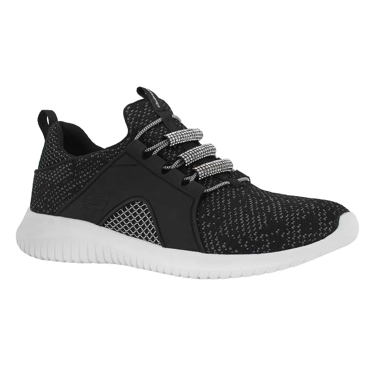 Lds UltraFlexGlisten&Glow bk slipon snkr