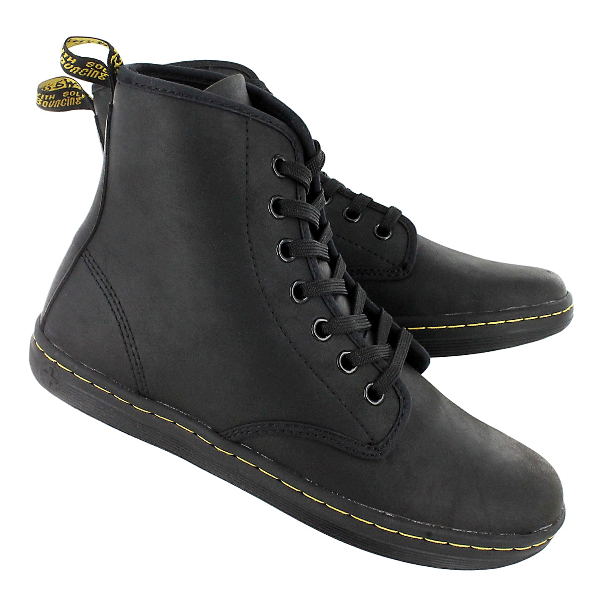 Lds Shoreditch black leather mid boot
