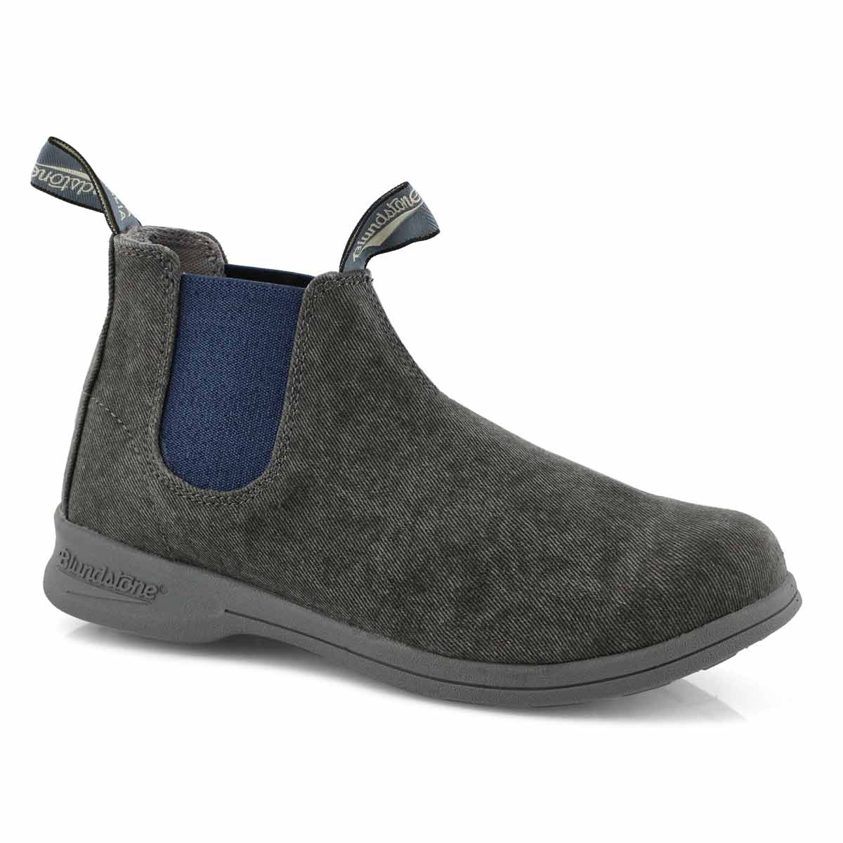 Unisex Canvas charcoal/blue pull on boot