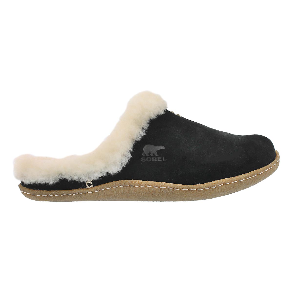 Lds Nakiska Slide black suede slipper