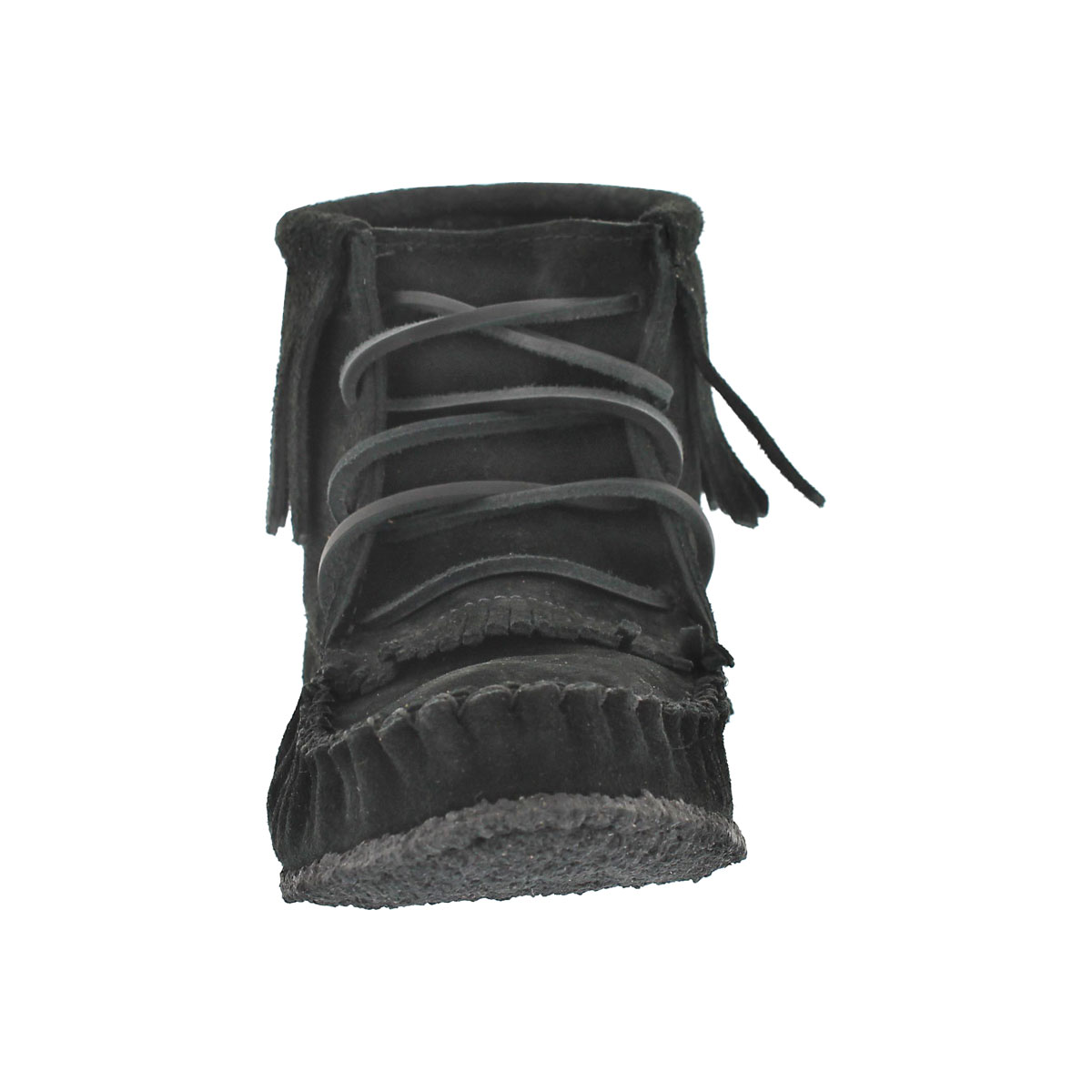 Mocassins bottines à frange noir, femmes