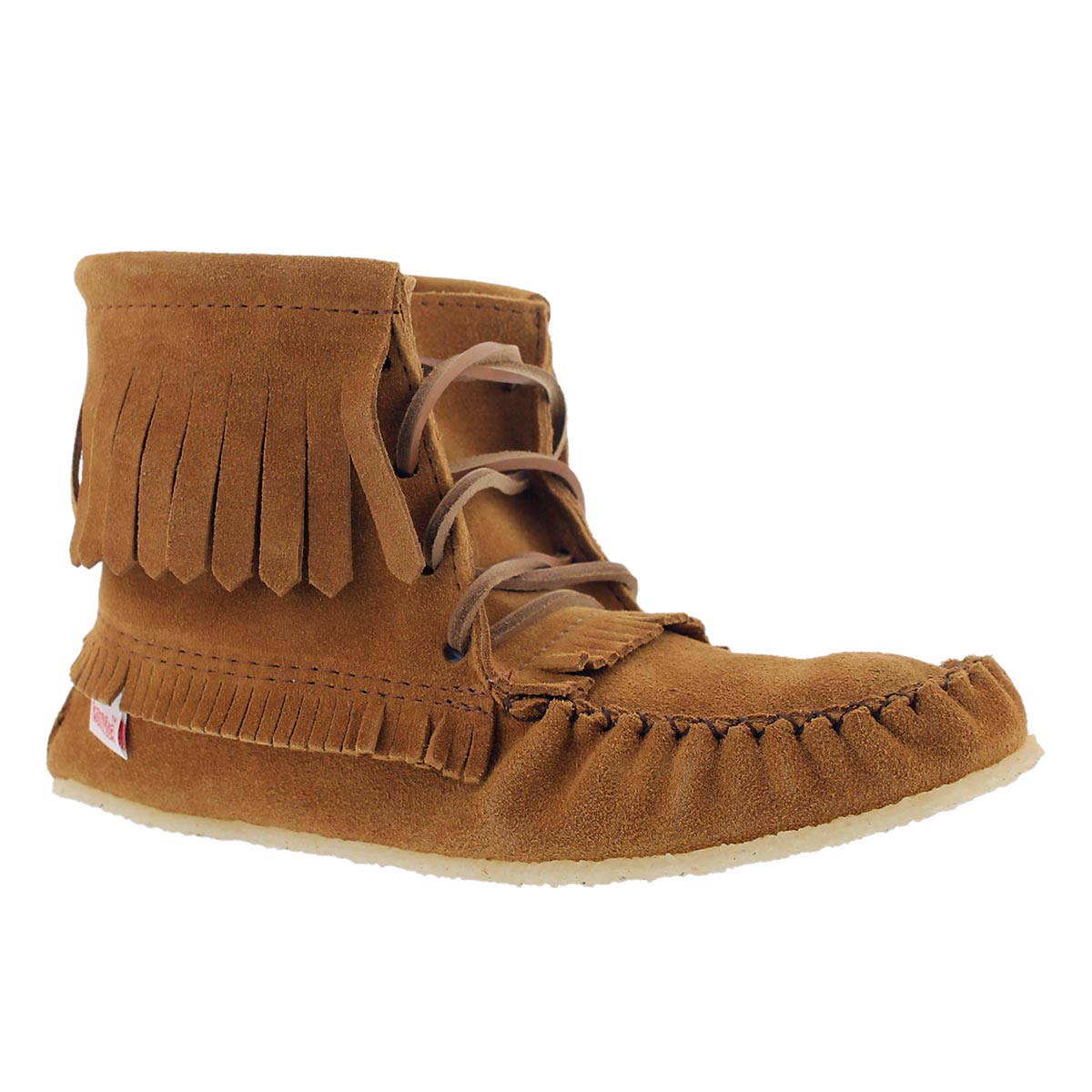 Women's 137376 tan fringe memory foam moccasins