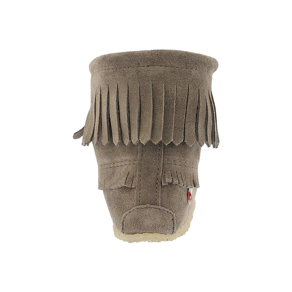 Lds grey fringe booti moc w/memory foam