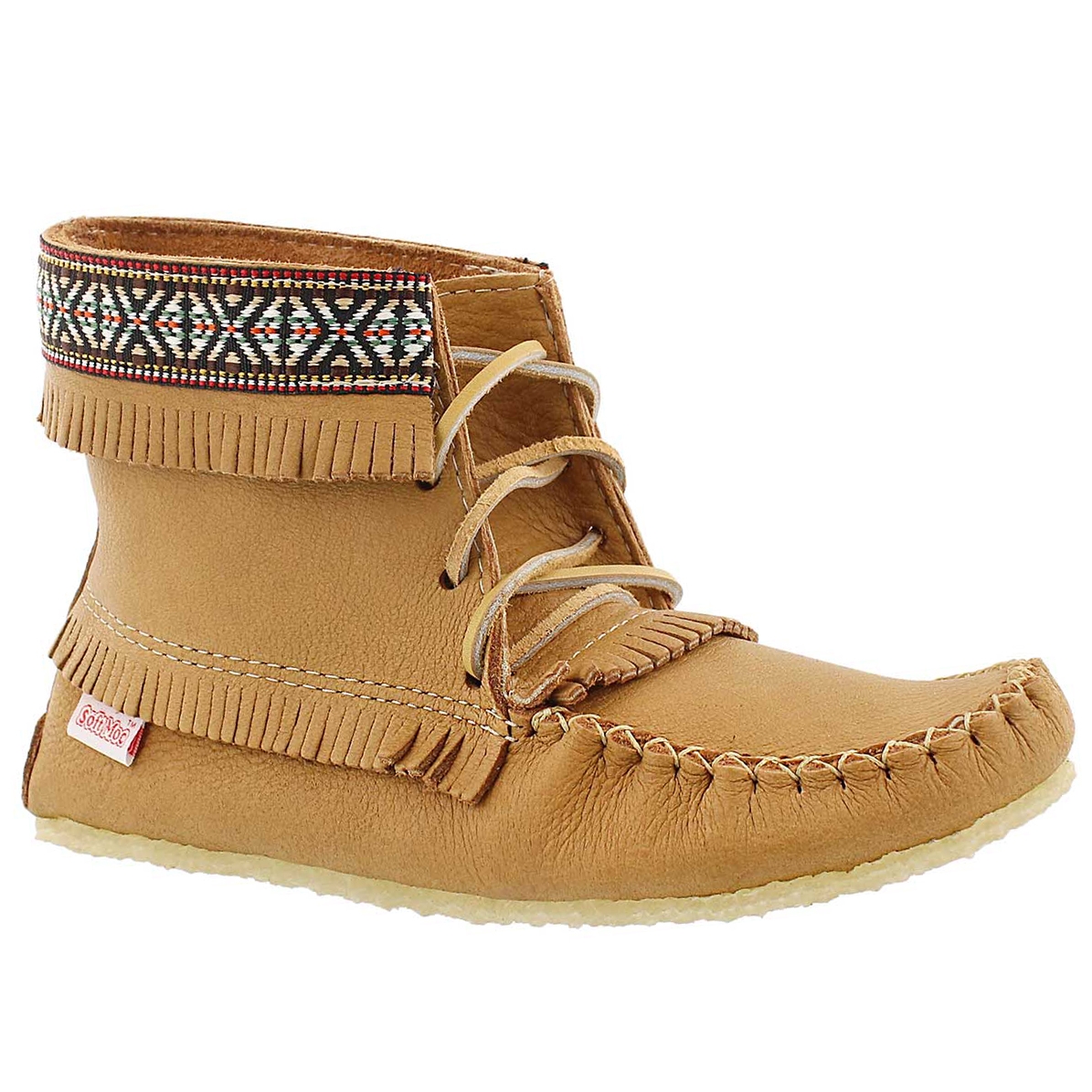 Women's 137597 cork moose fringe bootie moccasins