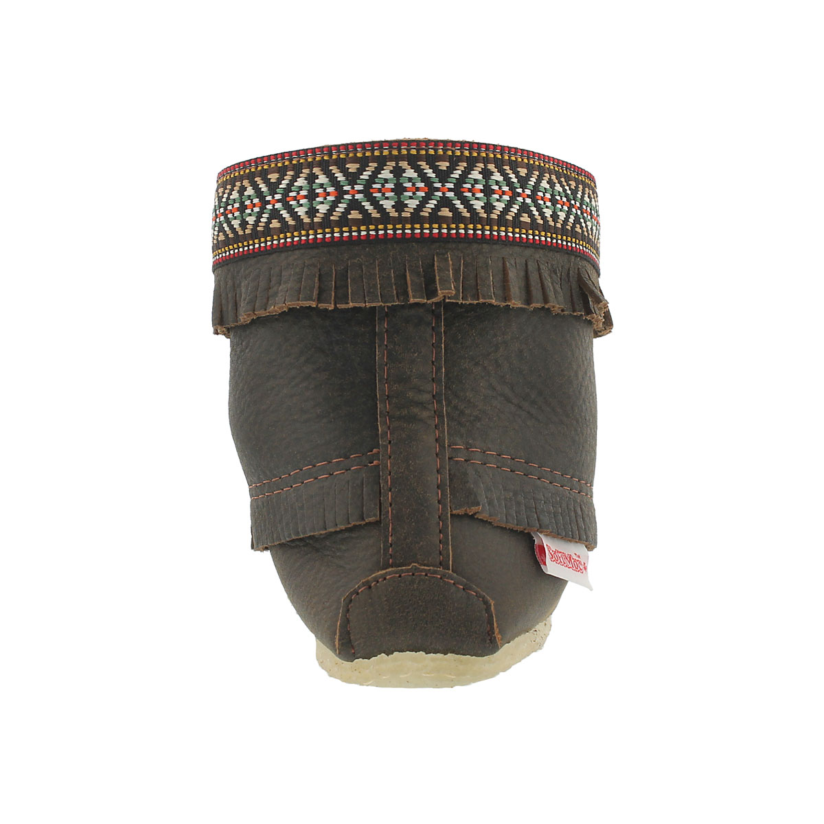 Lds bomber jckt brn fringe boot moccasin