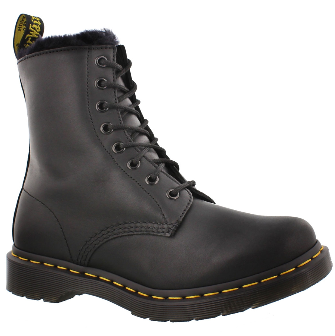 Women's SERENA 8-Eye black faux fur lined boots