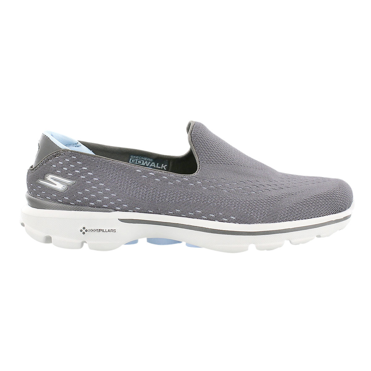 Lds GOwalk 3 gry/blu slipon walking shoe