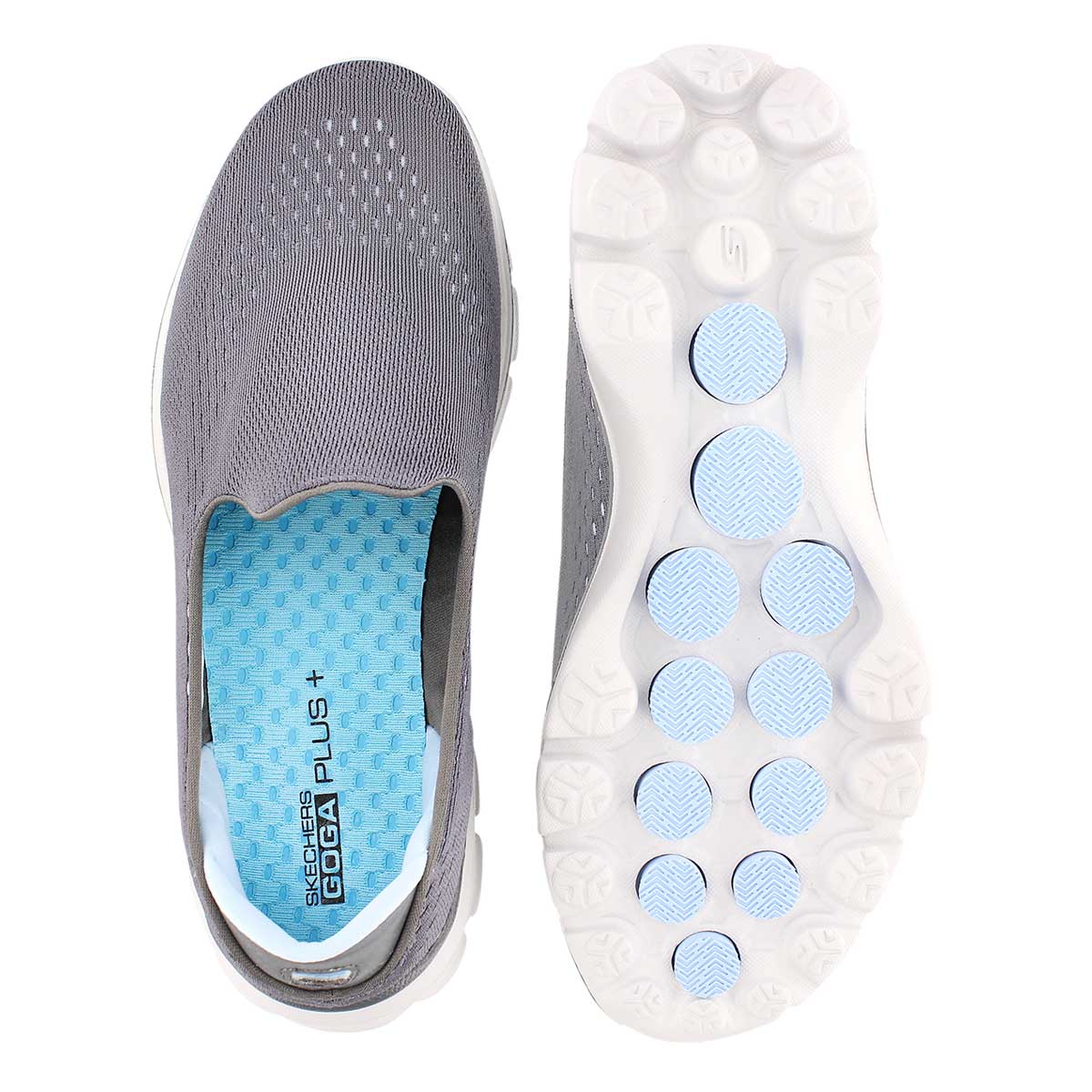 Lds GOwalk 3 gry/blu slipon walking shoe