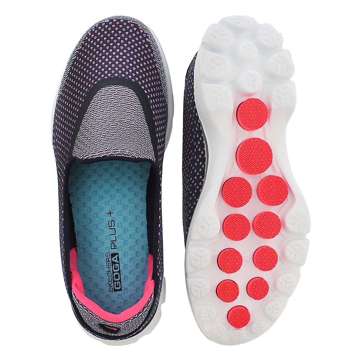 Lds GOwalk 3 nvy/pnk slip on sneaker