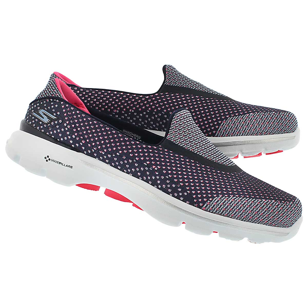 Lds GOwalk 3 nvy/pnk slip on sneaker