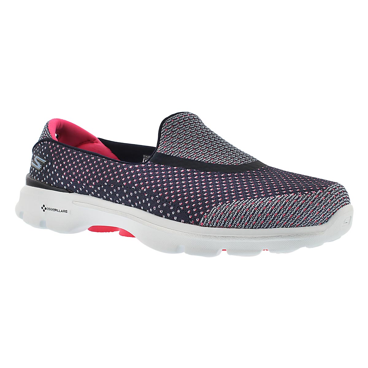 Lds GOwalk 3 nvy/pnk slip on sneaker