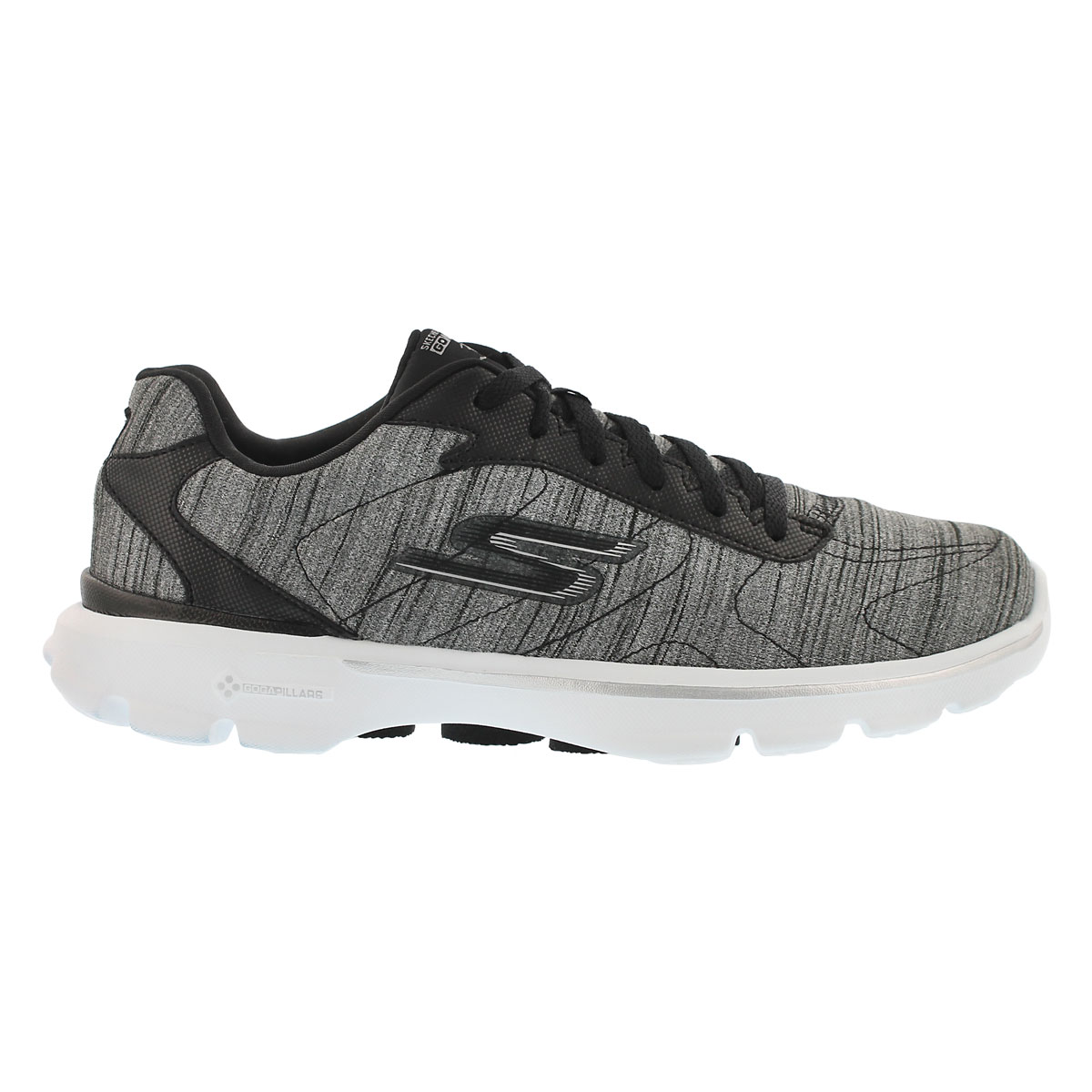 Lds GO Walk3 blk/wht laceup walking shoe