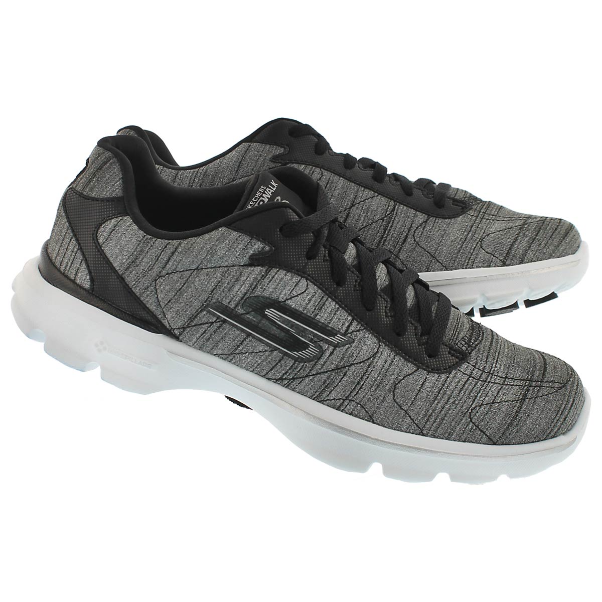 Lds GO Walk3 blk/wht laceup walking shoe