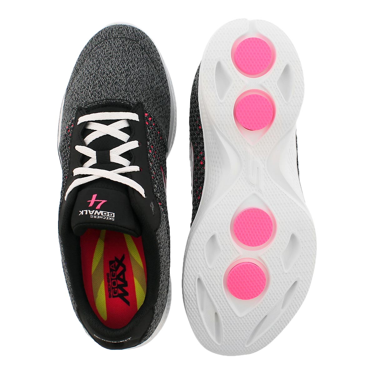 Lds GO Walk 4 Exceed bk/pk lace up shoe