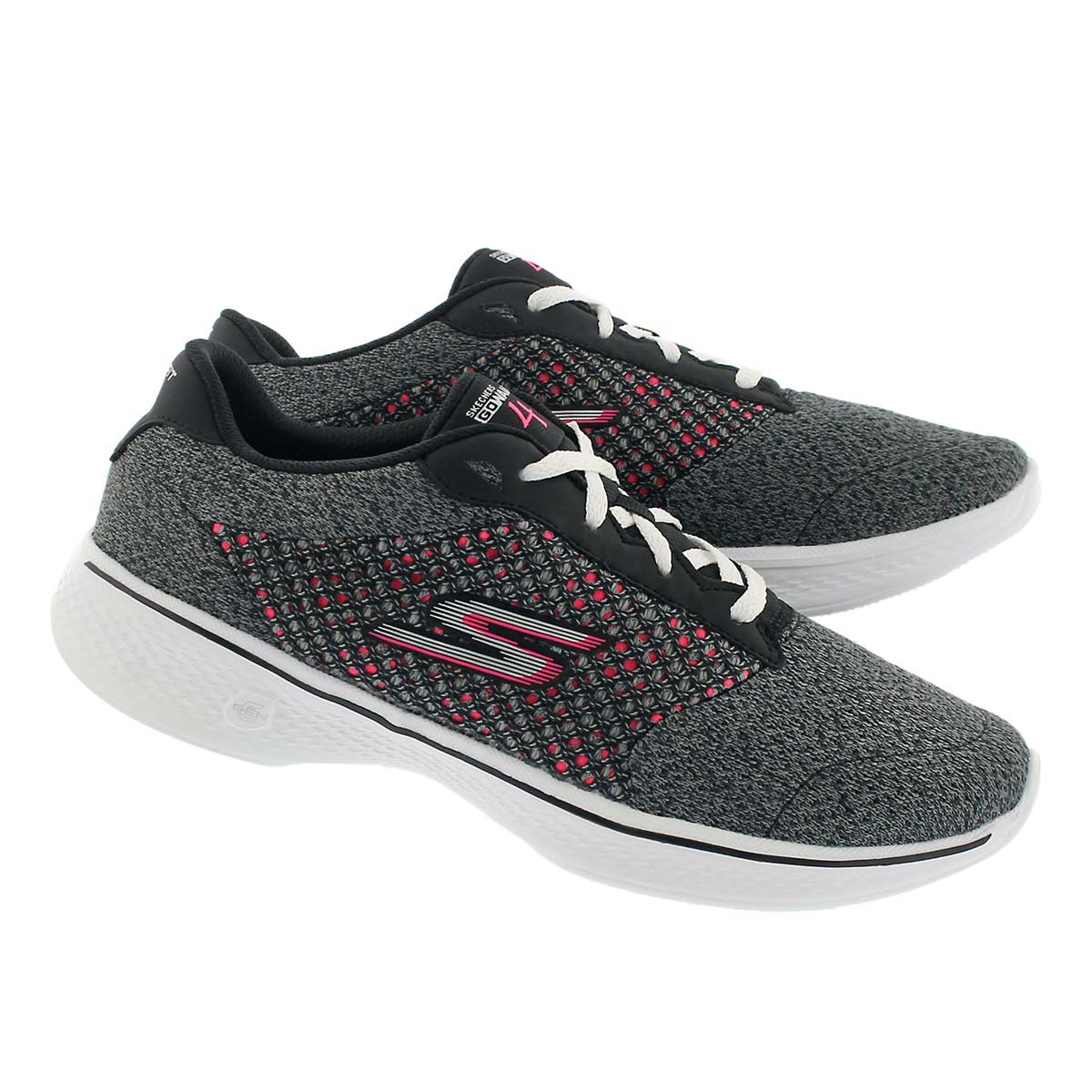 Lds GO Walk 4 Exceed bk/pk lace up shoe