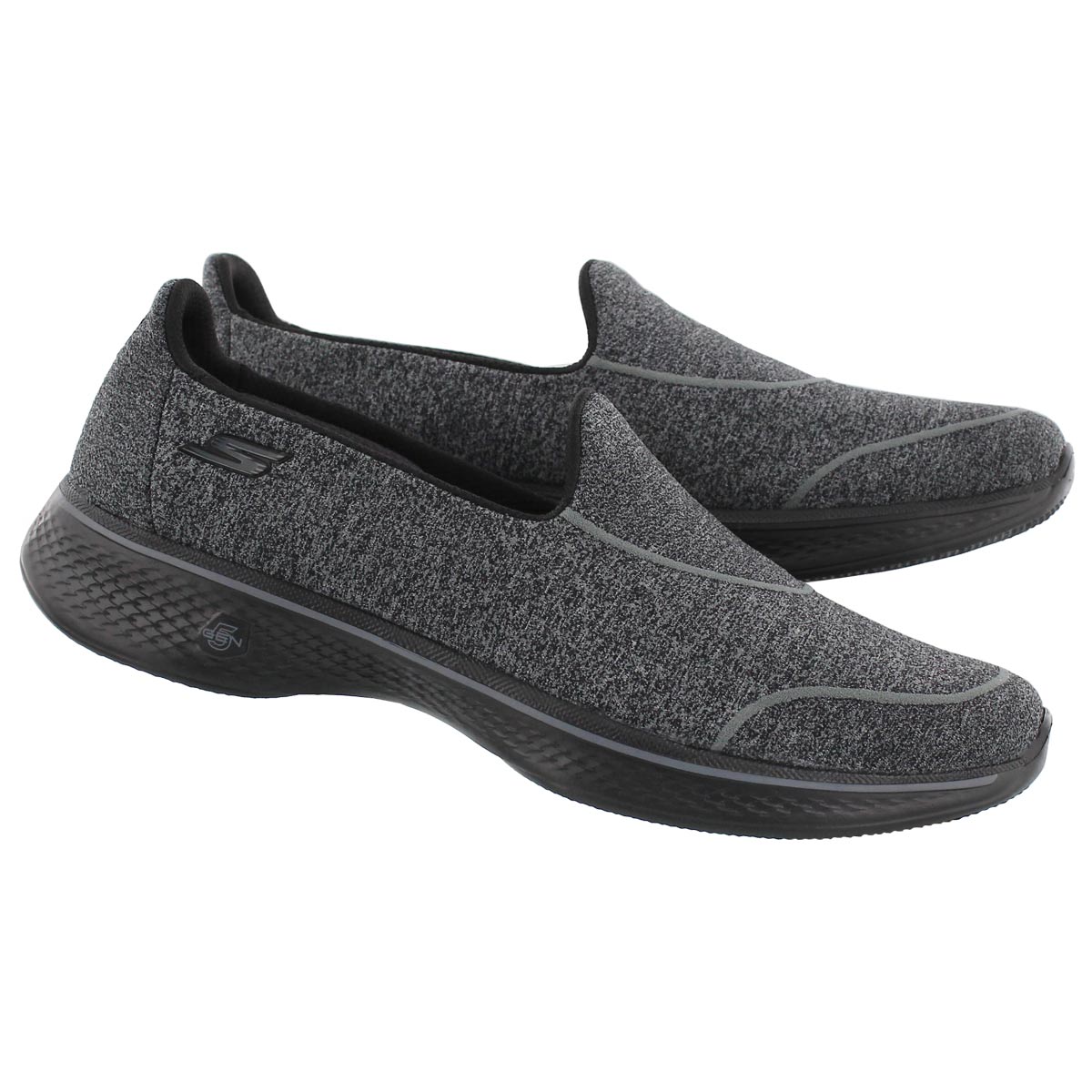 Lds GO Walk4 Super Sock blk slip on shoe