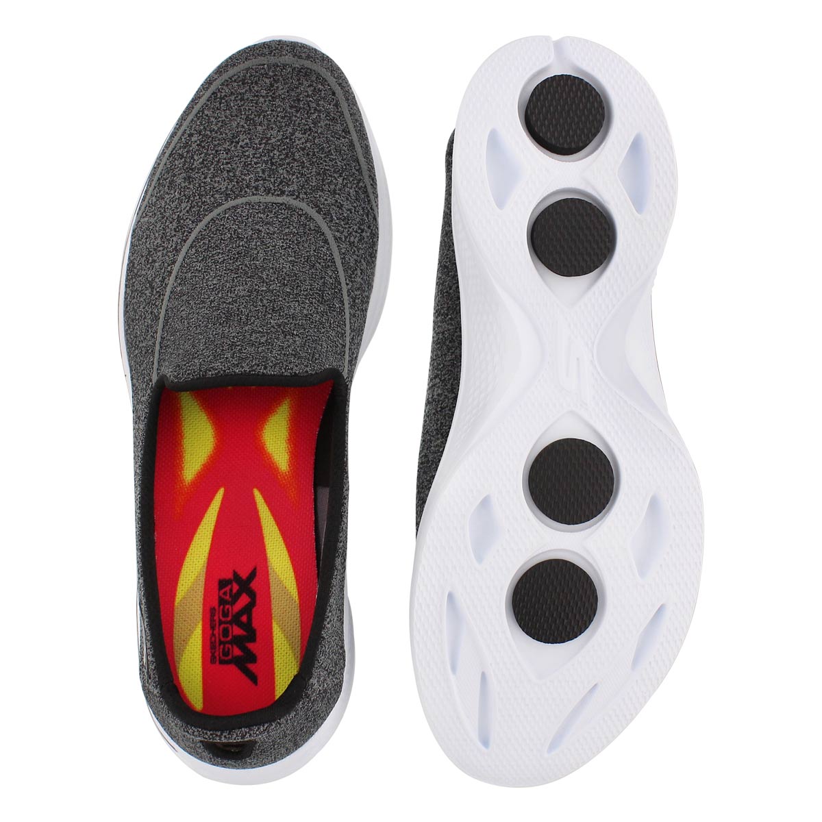 Lds GOWalk4 SuperSock bk/wt slip on shoe