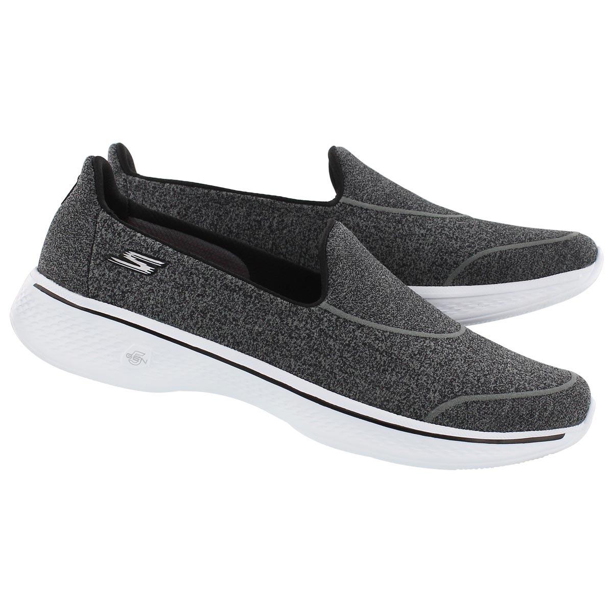 Lds GOWalk4 SuperSock bk/wt slip on shoe