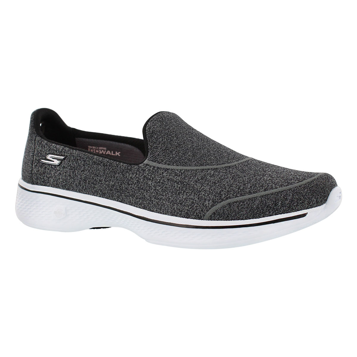 Lds GOWalk4 SuperSock bk/wt slip on shoe