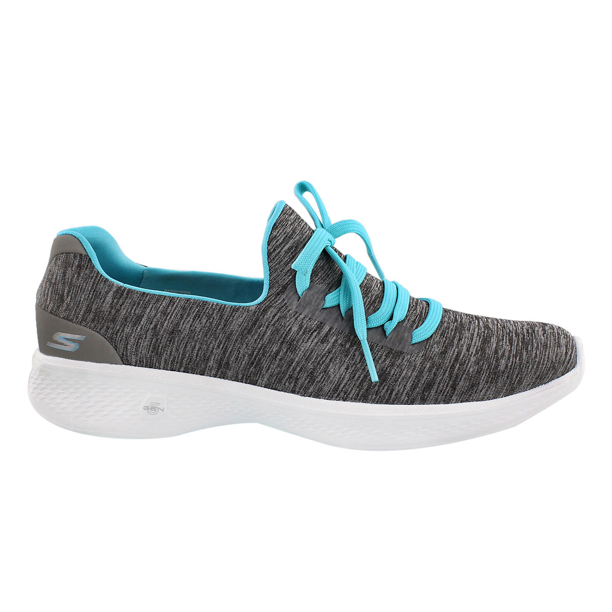 Lds GOwalk 4 gry/blu laceup walking shoe