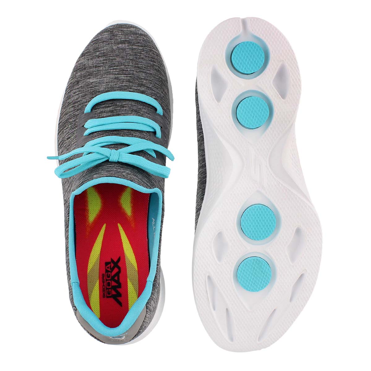 Lds GOwalk 4 gry/blu laceup walking shoe