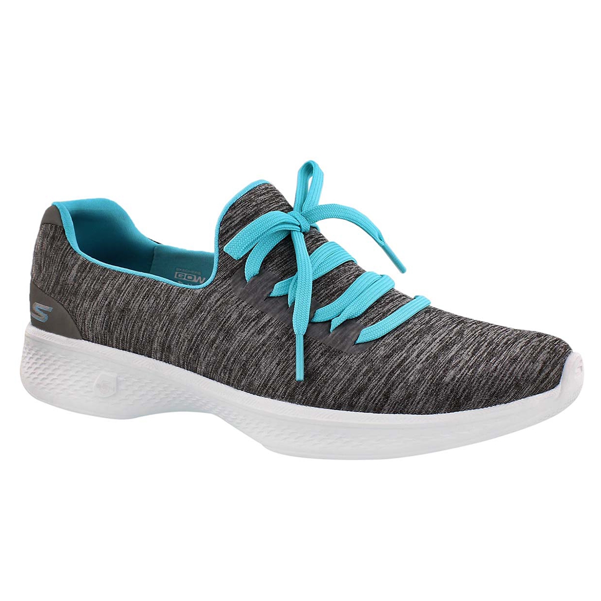 Lds GOwalk 4 gry/blu laceup walking shoe