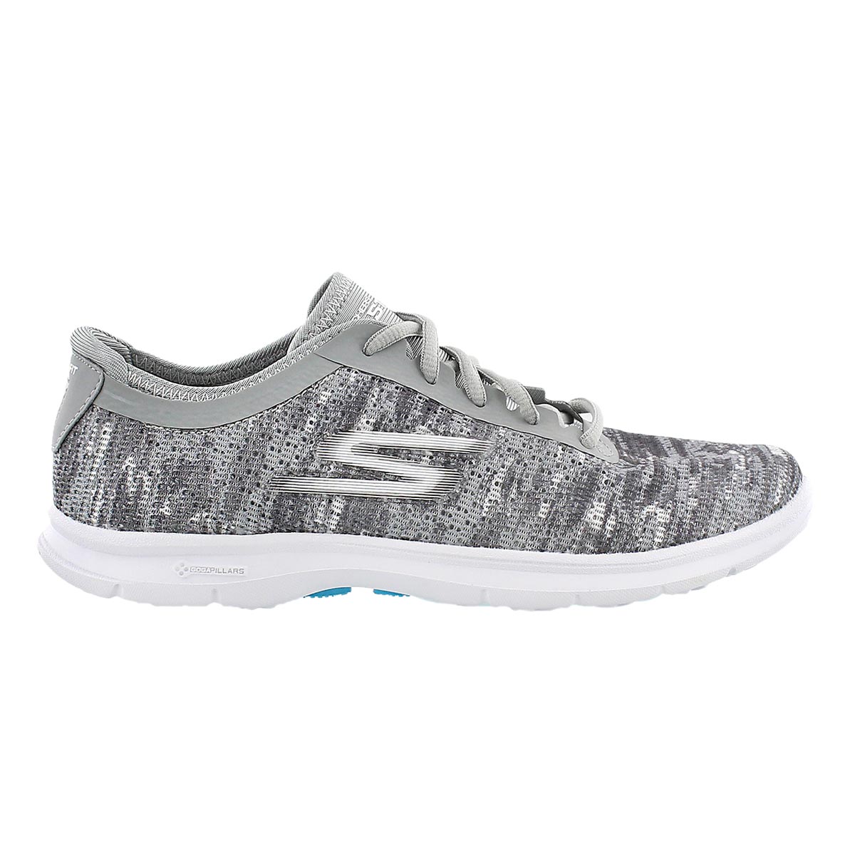 Lds GOstep gry/wht laceup sneaker