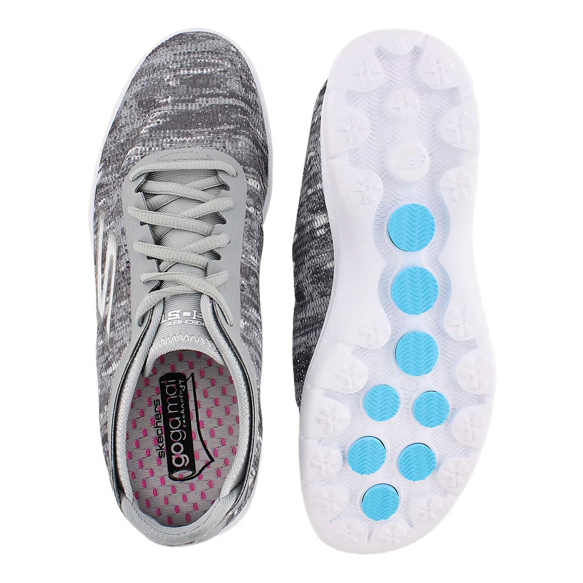 Lds GOstep gry/wht laceup sneaker
