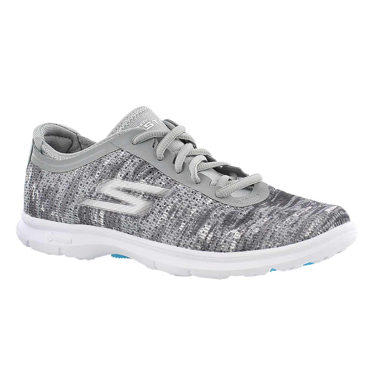 Lds GOstep gry/wht laceup sneaker
